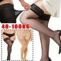 Plus Size Women Stockings Large Size Thigh High Long Socks Lace Exotic Sexy for Sex Fishnet Black