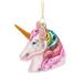 The Holiday Aisle® Unicorn Hanging Figurine Ornament Glass in Blue/Pink/Yellow | 3.5 H x 3 W x 2 D in | Wayfair 93E608D4800648E39BC964638FD2AEDC
