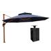 Arlmont & Co. Shanequia 13' Cantilever Umbrella Umbrella w/ Base in Ground, Polyester in Blue/Navy | 108 H x 156 W x 156 D in | Wayfair