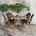 Bayou Breeze Crivello Indoor/Outdoor Commercial French Bistro Set w/ Table & Four Chairs Glass in Black | 31.5 W x 31.5 D in | Wayfair