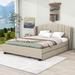 Latitude Run® Elester Queen Size Upholstered Platform Bed w/ Twin Size Trundle & Drawers, Linen in Brown | Wayfair CC3BA1FC09624F8A8D41D3B6300DB0CA