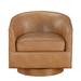 Barrel Chair - 17 Stories Godeleine 29" Wide Swivel Barrel Chair Faux Leather in Brown | 28 H x 29 W x 29 D in | Wayfair