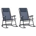 Arlmont & Co. Oversized Folding Rocking Camping Chair Set Of 2, Outdoor Rockers w/ Headrests, Zero Gravity Bungee Lawn Chairs For 2 Adults | Wayfair