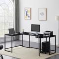 17 Stories U-Shaped Computer Desk, Industrial Corner Writing Desk w/ CPU Stand, Gaming Table Workstation Desk For Home Office | Wayfair