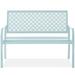 Winston Porter Indoor Outdoor Steel Garden Bench W/Geometric Backrest, Foot Levelers - Light Gray in Blue | Wayfair
