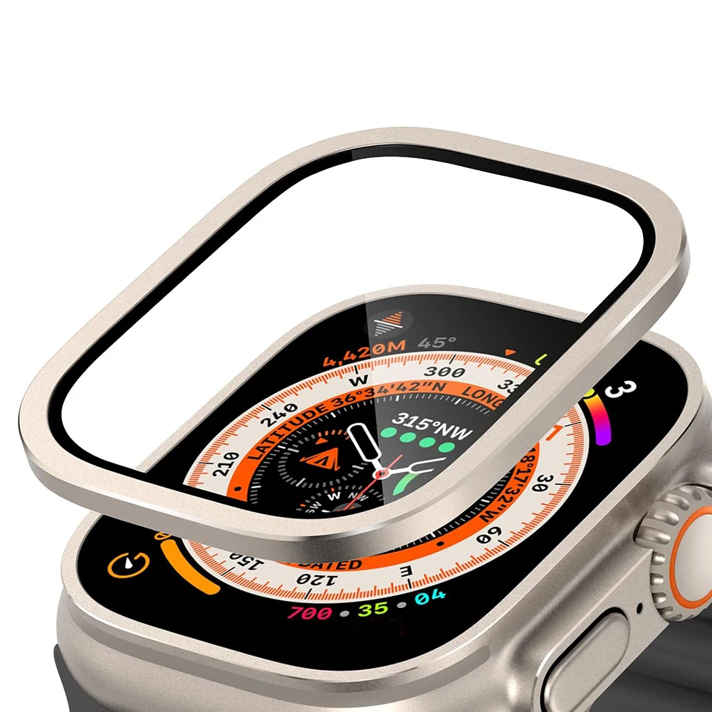 Displays chutz folie für Apple Watch Ultra 2 49mm gehärtetes Glas Metalls toß stange Anti-Kratzer iwatch Serie Ultra 49mm Gehäuse Zubehör Image