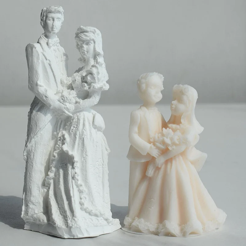 Braut und Bräutigam Kerze Silikon form DIY Hochzeits kleid handgemachte frisch vermählte Paar Gips Aroma therapie Harz Schimmel Hochzeit Dekor Image