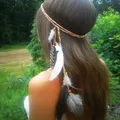 Boho Indische Feder Stirnband Kopfschmuck Haar Seil Headwear Tribal Hippie Party