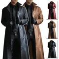 Männer Luxus Mode mittelalter liche Steampunk Gothic lange Lederjacken Vintage Winter Oberbekleidung