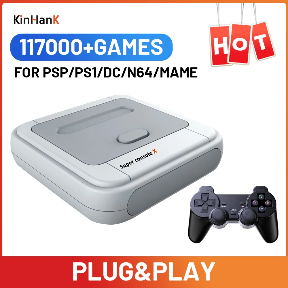 Kinhank Super Console x Game Box Retro-Spiele konsole Videospiele für DC/Mame/Naomi mit Gamepads Game Player
