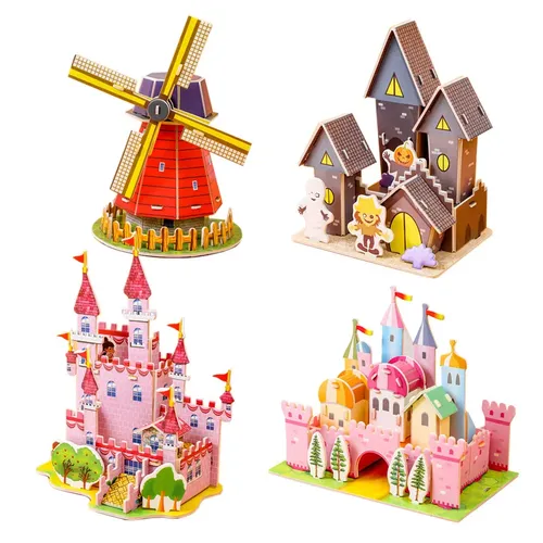 Cartoon Schloss Bau Modell 3d Papier Karte Puzzle Puzzle Spielzeug für Kinder handgemachte DIY