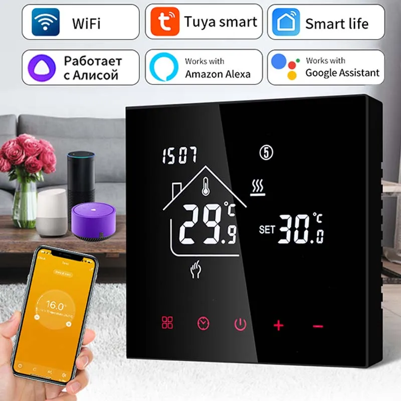Tuya WiFi Smart Thermostat Temperaturregler für Fußbodenheizung Gaskessel Elektrische/Wasser-Fernbedienung von Alexa Alice Image