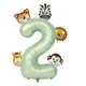 32 Zoll olivgrüne Zahl mit Mini Dinosaurier Ballon Tiger Löwe Tier folie Luftballons für Kinder