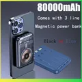 New80000mAh Magnetic Power Bank caricabatteria ausiliario esterno portatile a 3 fili integrato Power