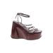 Jeffrey Campbell Wedges: Burgundy Solid Shoes - Women's Size 8 1/2 - Open Toe