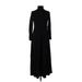 Anne Klein Casual Dress - A-Line High Neck Long sleeves: Black Solid Dresses - Women's Size Small