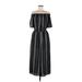 AUW Casual Dress - Midi Off The Shoulder Sleeveless: Black Print Dresses - Women's Size 6