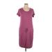 32 Degrees Casual Dress - DropWaist Scoop Neck Short sleeves: Burgundy Solid Dresses - Women's Size X-Large