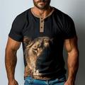 Graphic Animal Lion Classique Décontractées Homme 3D effet T shirt Tee Chemise Henley Shirt Sport extérieur Vacances Sortie T-shirt Noir Manche Courte Henley Chemise Printemps été Vêtement Tenue S M