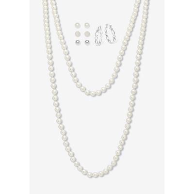 Women's Simulated Pearl Silvertone Endless Necklac...