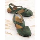 Women's Vintage-Style Gray Suede Sandals with Cut-Out Design and Cork Sole - Comfortable and Stylish for Summer Wear