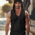 Men's Tank Top Vest Top Undershirt Sleeveless Shirt Plain Hooded Outdoor Going out Sleeveless Front Pocket Clothing Apparel Fashion Designer Muscle