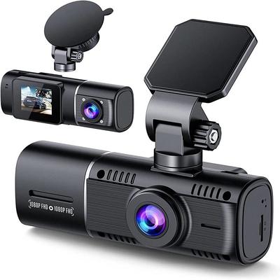 Dual Dash Cam with 64GB Micro SD Card, 1080P Front and Inside Dash Camera for Cars IR Night Vision Car Camera for Taxi Parking Monitor HDR Motion Detection Suction Cup