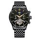 TRSOYE Mechanical Watch for Men Automatic Wristwatches 30M Waterproof Luxury Moon Phase Hollow Skeleton Stainless Steel Men's Watch Gifts