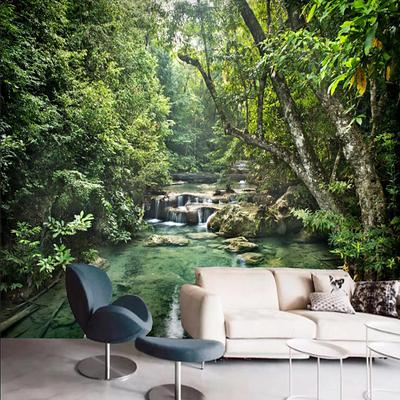 Cool Wallpapers Forest Nature Wallpaper Wall Mural Wall Sticker Covering Print Peel and Stick Removable Waterfall Vinyl PVC Home Décor