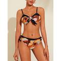 Women's Swimwear 3/4 cup Bikini Swimsuit Knotted Curve Orange 3/4 cup Bathing Suits Print Bikini