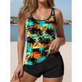 Women's Swimwear Tankini 2 Piece Swimsuit Palm Leaf Vacation Bathing Suits