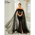 Missord-Robe de Soirée Noire en Velours pour Femme Tenue de Bal Formelle en Maille à Manches sulf