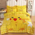 Parure de lit Pikachu jaune mignon Kawaii pour enfants housse de couette de dessin animé pour