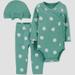 Baby Girls 3pc Polka Dot Top and Bottom Set with Hat - Just One You made by carter s Green/White 3M