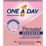 One A Day Womenâ€™s Prenatal Advanced Complete Multivitamin with Brain Support* with Choline Folic Acid Omega-3 DHA & Iron for Pre During and Post Pregnancy 90+90 Count (180 Count Total Set)
