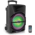 Pyle Wireless Portable PA Speaker System -1200W High Powered Bluetooth Compatible Indoor&Outdoor DJ Sound Stereo Loudspeaker wITH USB MP3 AUX 3.5mm Input Flashing Party Light & FM Radio -PPHP1544B