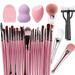 27Full Face Makeup Kits|20 Travel Makeup Brushes Sets|2 Sponge Beauty Blender|2 Quality Silicon Face Masks Brushes Stylish Rose Gold Silver|1 Brush Cleaner|1 Multi Purpose Makeup