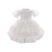 Infant Baby Girls Flower Dress Embroidered Flower Puff Sleeve Tulle Tutu Formal Dress Wedding Party Pageant Dresses