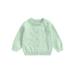 Canrulo Infant Toddler Baby Girls Knitted Cardigan Solid Color Knit Crochet Button Sweater Coat Fall Winter Jacket Warm Clothes Light Green 1-2 Years