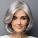 Blueek Women s Fashion Wig Gray Synthetic Hairshort Wigs Hair Wave Wig