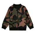 Lovskoo 1-5T Toddler Baby Boys Baseball Jacket Camouflage Print Long Sleeve Zipper Bomber Jackets Vintage Outwear Brown