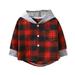 Toddler Boys Long Sleeve Winter Hooded Shirt Tops Coat Outwear For Babys Clothes Plaid Warm C 8 Years-9 Years