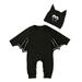 AnuirheiH Infant Baby Black Bat Romper Cloak Pumpkin My 1st Halloween Boy Girl Outfits Set With Ear Hat