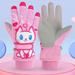 Dyfzdhu Children Winter Skiing Cartoon Printing Gloves Warm Gloves Warm Cute Printing Gloves Riding Gloves Children Windproof Gloves Pink