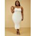 Plus Size Crisscross Midi Bodycon Dress