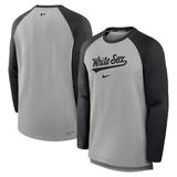 Men's Nike Heather Gray/Black Chicago White Sox Authentic Collection Game Time Raglan Performance Long Sleeve T-Shirt