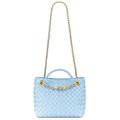 Bottega Veneta Small Andiamo Chain Bag in Ice & Muse Brass - Baby Blue. Size all.