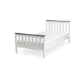 Mattress Guru Wooden Shanghai Bed, White And Grey Painted Durable Bed Frame, Guest Bed With Grey Accents - 3Ft Single
