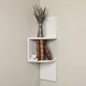 Living And Home 2 Tier White Zigzag Design Wooden Floating Wall Corner Shelf Bookcase