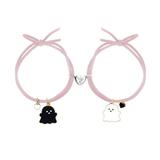 SUCADA Halloween Ghost Couple Bracelets Cute Halloween Love Heart Magnetic Couple Matching Bracelet Adjustable Braide Rope Ghost Pumpkin Hat Bracelet for Women Men Couple Friendship Jewelry Gift V3R0